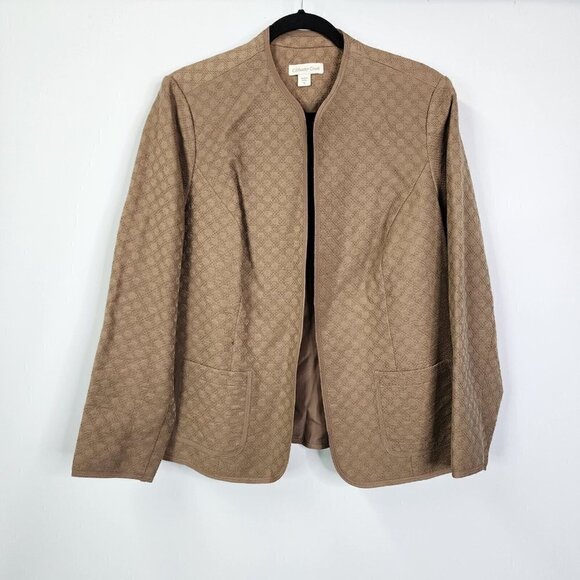 NEW Coldwater Creek Brown Diamond Textured Blazer Jacket Size 16 $129 - Picture 3 of 11